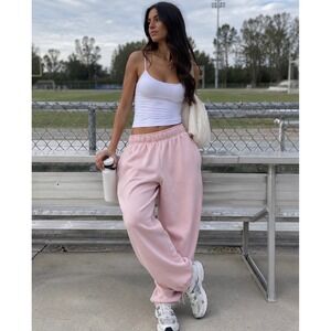 Garage Ultra Fleece Oversized Sweatpants Womens Size XS Pink Soft Girl Sporty